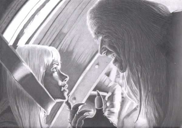 Image for Sabretooth vs Storm 11x17" amazing original pencil art by Wendel Azevedo