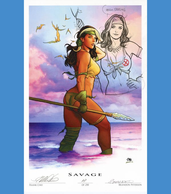 Image for Savage Land Rogue art print with original drawing by Frank Cho