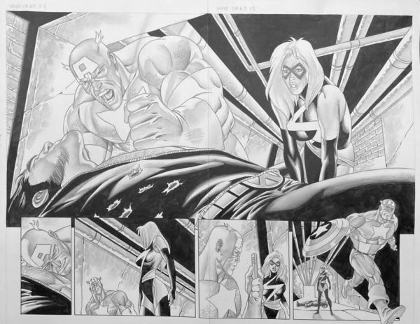 Image for Captain America, Warbird, & Wolverine double page spread!