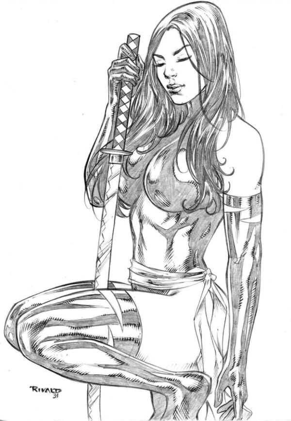 Image for Psylocke kneeling by Rivald