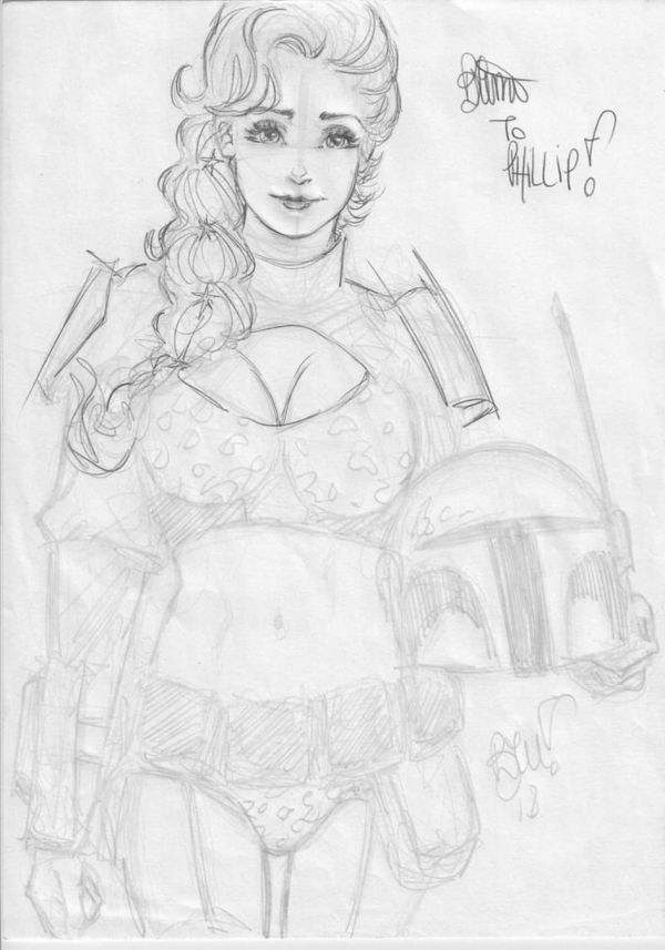 Image for Bruno Cosmo prelim sketch female Boba Fett
