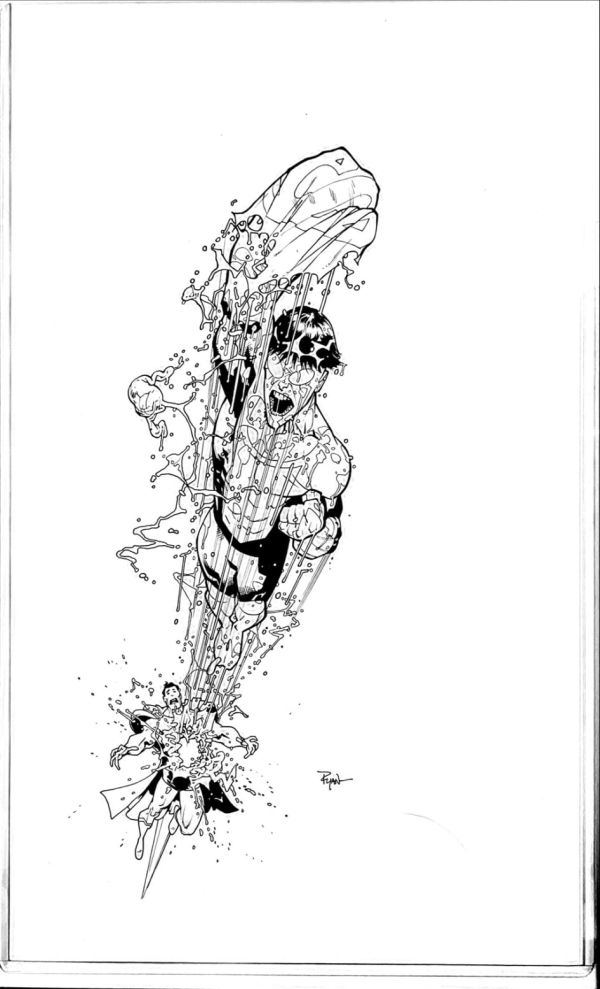 Image for Invincible flying through some caped guy…