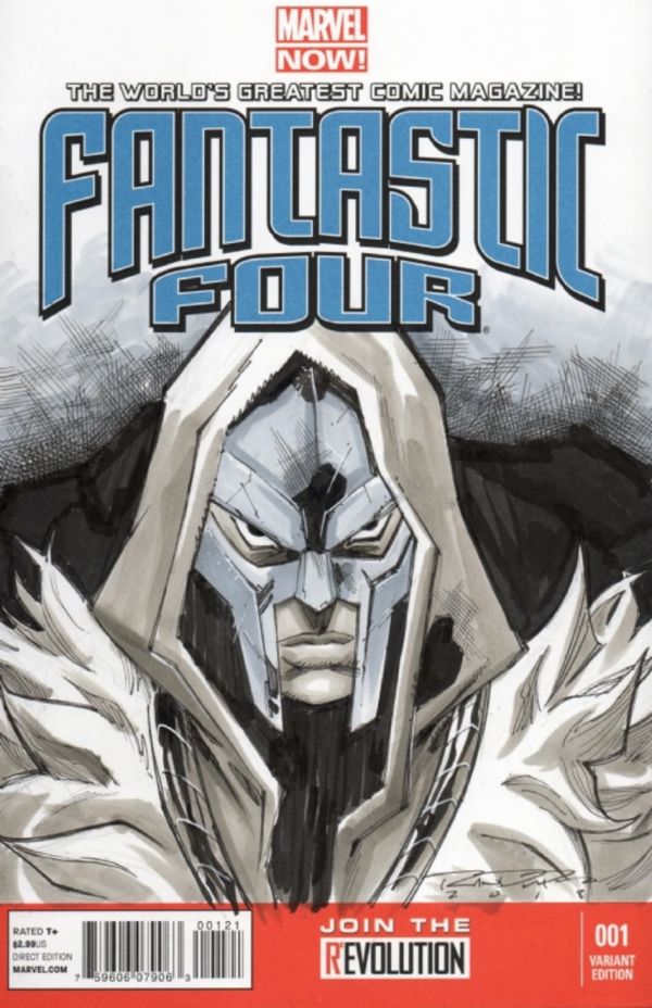 Image for Khary Randolph Fantastic Four #1 inked sketch MF Doom bust