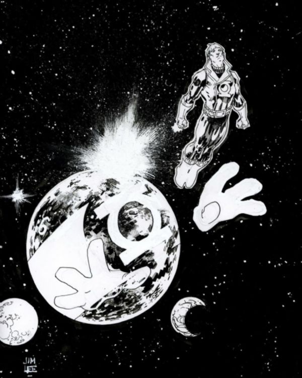 Image for Jim Lee Sketch of Mogo and Guy Gardner from the Green Lantern Corps