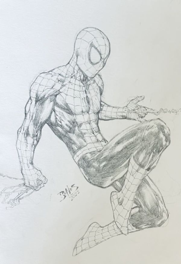 Image for Ed Benes pencilled 9 X 12 inches Full-body Spider-Man Commission on cardstock. Signed by Benes !