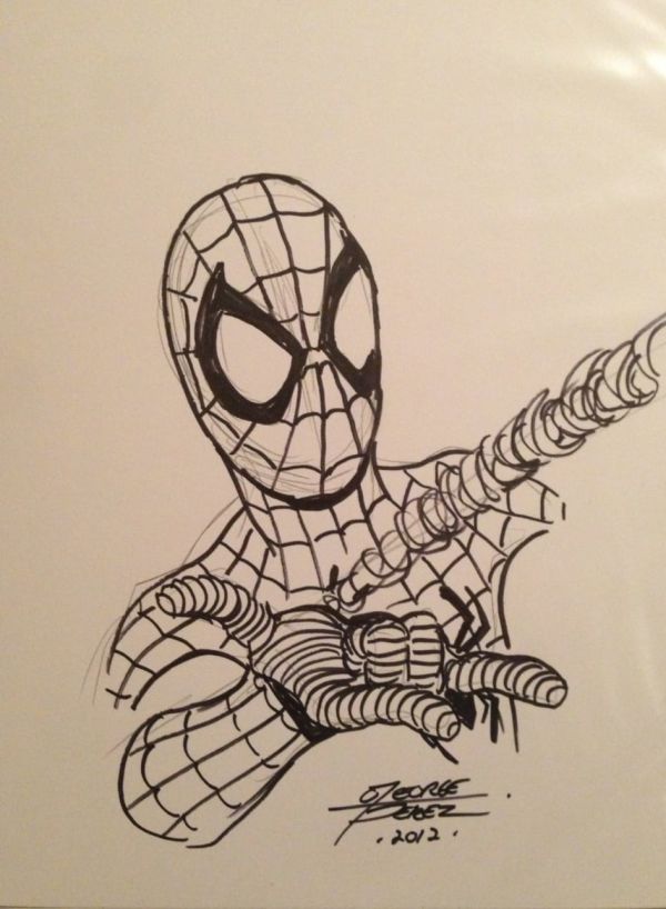 Image for Spider-Man sketch (pencils & inks by George Perez ). Signed by George Perez ! Art measures 9 inches X 12 per inches !