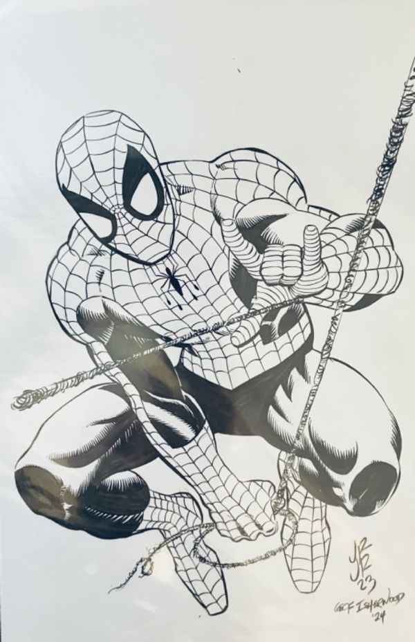 Image for 11x17 inch Geof Isherwood (separate inks-only Board) Spider-Man commission, over John Romita Jr pencils ! Signed by Geof Isherwood!