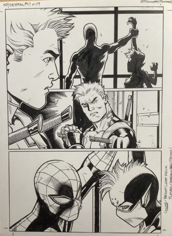 Image for Spider-Man/Deadpool issue 17 page 19 ! Pencils by Ed McGuiness & inks by Mark Morales ! Features Spider-Man and Deadpool fighting Itsy Bitsy  !