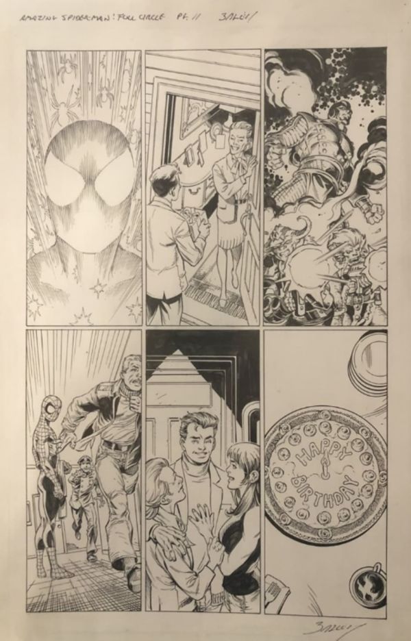 Image for Amazing Spider-Man Full Circle Page 11 Final Page ! (pencils by Mark Bagley , inks by John Dell). Signed by Mark Bagley