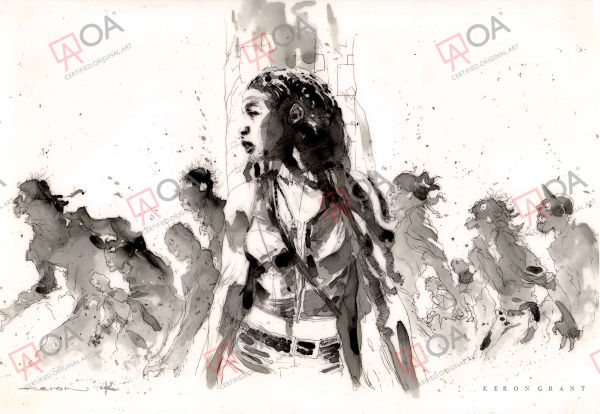 Image for OA 20240523 TDT: Michonne inkwash pinup
