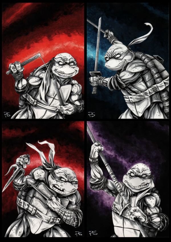 Image for TMNT - TEENAGE MUTANT NINJA TURTLES - 4 X ORIGINAL ART