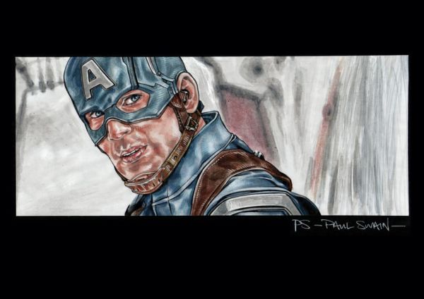 Image for MARVEL Steve Rogers CAPTAIN AMERICA Chris Evans A4 Original Art