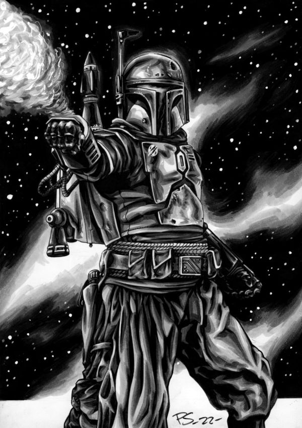Image for STAR WARS A4 BOBA FETT ORIGINAL ART by Paul Swain