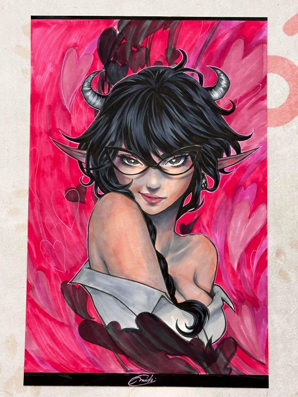 Image for Sweet Paprika Black, White & Pink #2 Miki Okazaki variant 11x17 original comic cover art