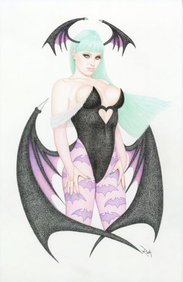 Image for Morrigan Aensland pinup art by Ruth Lucas