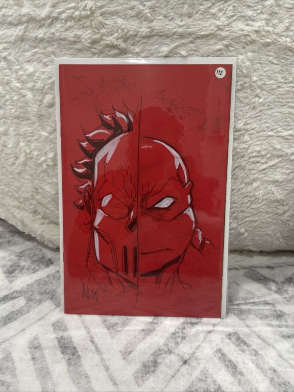 Image for Original Sketch Raphael & Casey Sketch On Red Blank By Eddie Nunez W/COA