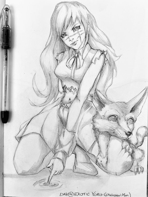 Image for Inktober / Arttrober Fusion 2024 Day 4: Exotic Yoru (Chainsaw Man)