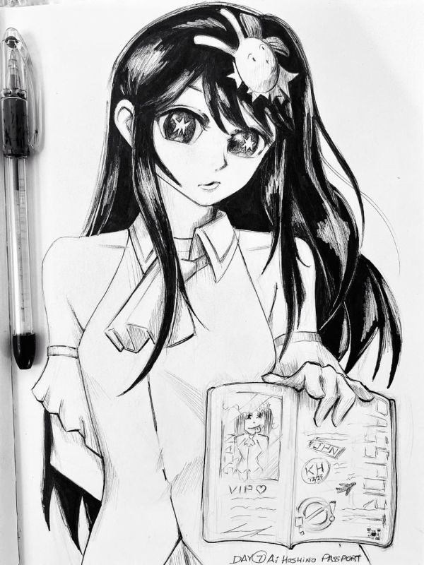 Image for Inktober / Arttrober Fusion 2024 Day 7: Ai Hoshino Passport