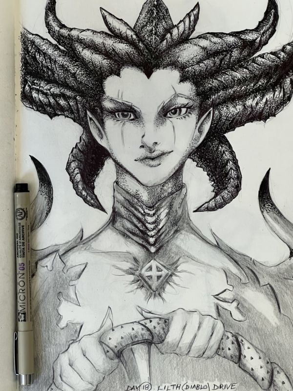 Image for Inktober / Arttrober Fusion 2024 Day 18: Lilith (Diablo) Drive