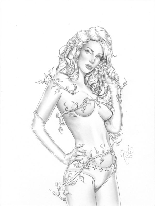 Image for Poison Ivy graphite sketch by Nicole Brune