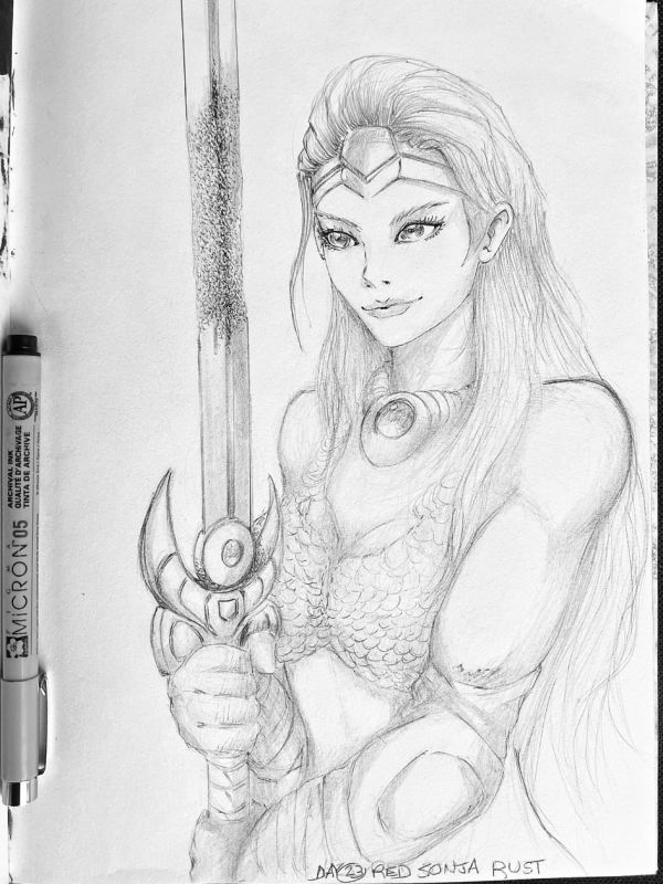 Image for Inktober / Arttrober 2024 Fusion Day 23: Red Sonja Rust