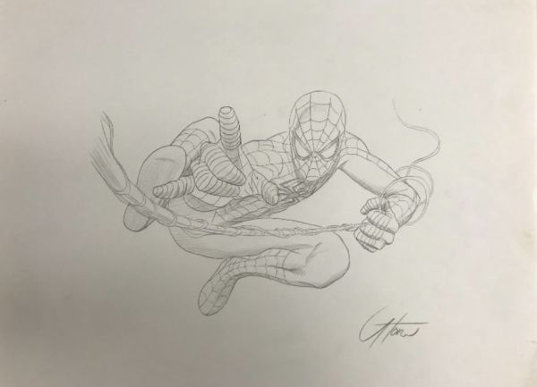 Image for Published Pencils of Greg Horn Spider-Man ! These pencils were used for many licensing images , including Playing Cards, Amazing Spider-Man issue 1 Greg Horn Variant Cover, etc ! Art is pencilled and signed by Greg Horn ! Art measures 8.5 inches by 11 inches !