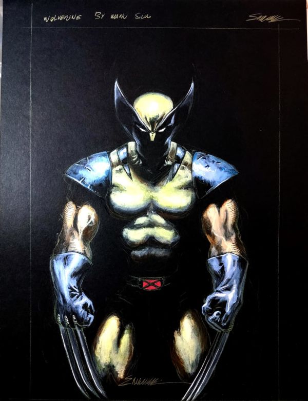 Image for Wolverine Acrylic Painting 11x17 on Black paper by Manu Silva