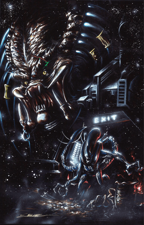 Image for Alien and predator on Black paper by Manu Silva 