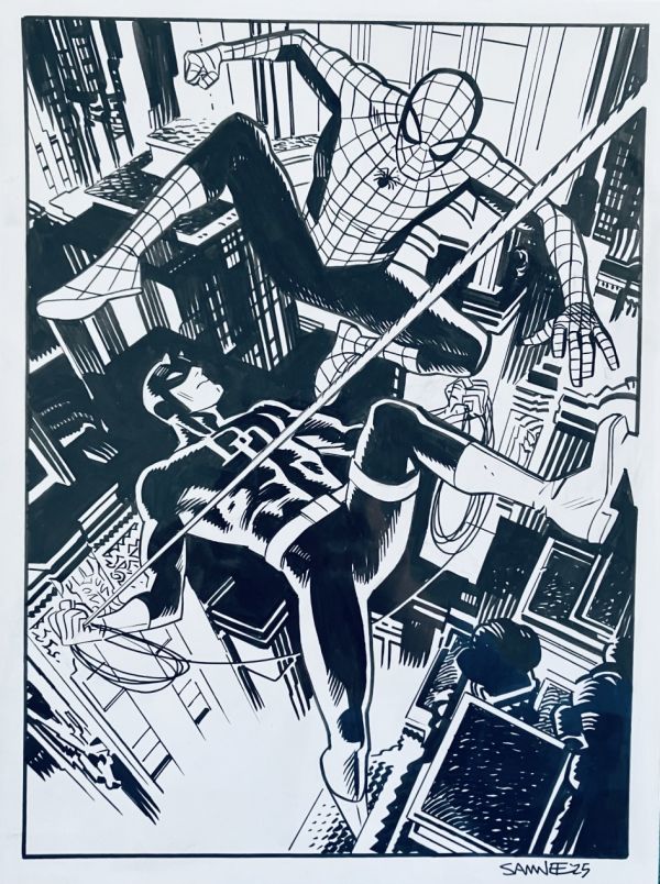 Image for Chris Samnee Spider-Man & Daredevil Commission ! This is Cover-Quality by the artist extraordinaire! Pencils & Inks by Chris Samnee ! Signed!