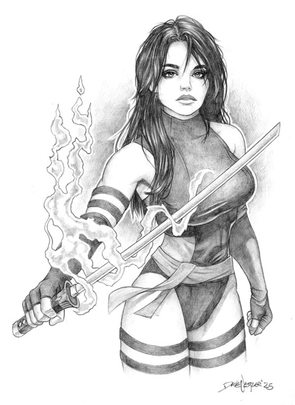 Image for Psylocke original pencil sketch from pinup artist Dave Nestler