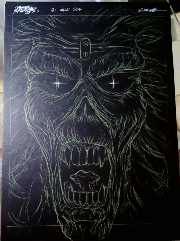 Image for Iron Maiden's Eddie face on Black paper 