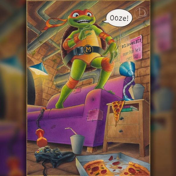 Image for Here's Michelangelo's version of the Teenage Mutant Ninja Turtles. 