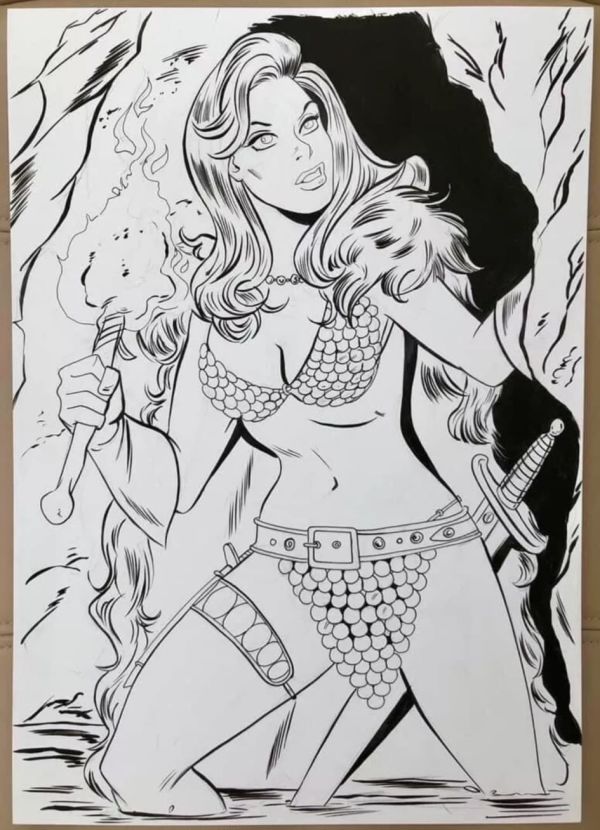 Image for Red Sonja and Scarlett Couture art by Dez Taylor