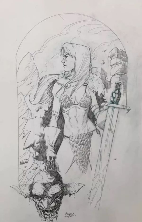 Image for Red Sonja Sketch By Chris Campana. Marvel Ghost Rider Spider-Gwen Conan