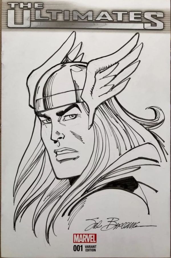 Image for Thor Head Sketch On The Ultimates 1 Avengers Blank Cover Sal Buscema 