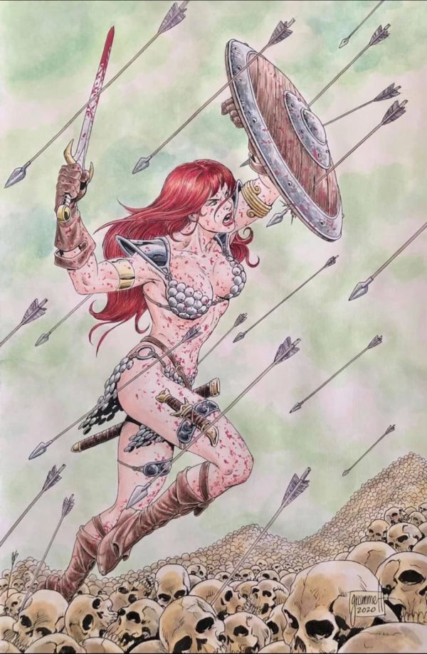 Image for Original  “Red Sonja” Watercolour Painting By Superman DC Artist Tom Grummett.