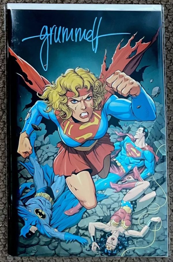 Image for Crisis On Infinite Earths 7 Supergirl Foil Virgin Variant Signed Tom Grummett 