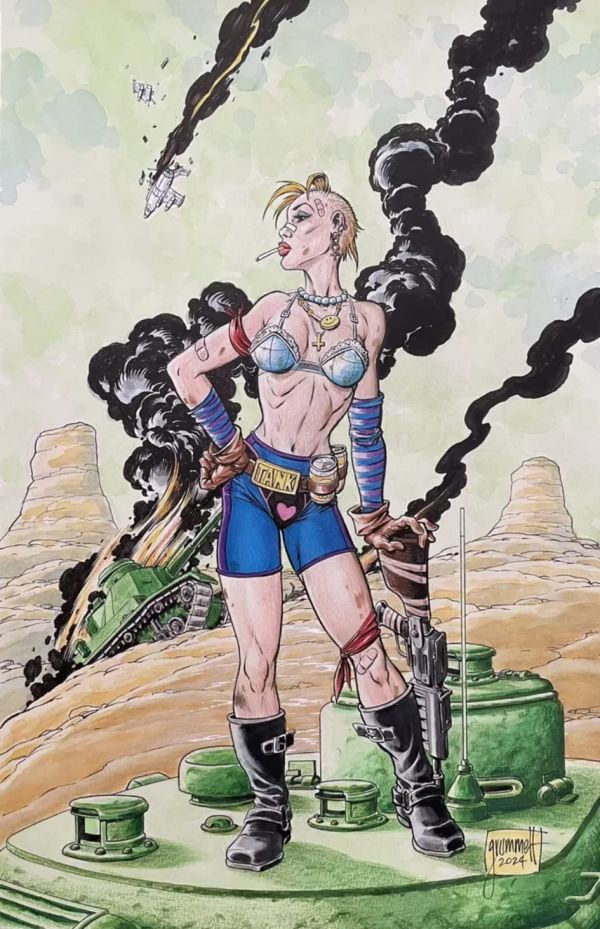 Image for Original “Tank Girl” Watercolour Painting By Superman DC Artist Tom Grummett