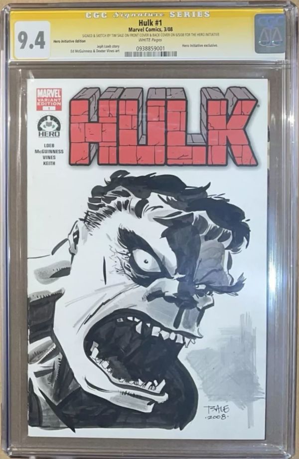 Image for Tim Sale Original Art Sketch 9.4 Hulk Avengers CGC SS Loeb