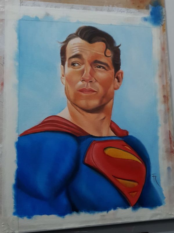 Image for superman cavill oil painting
