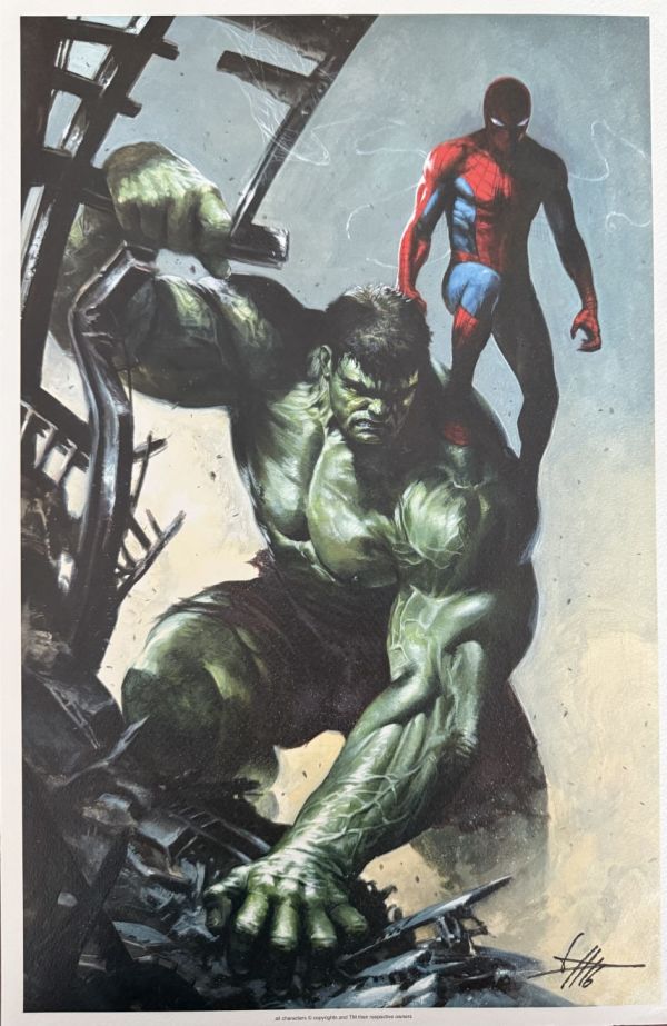 Image for Hulk and Spiderman HTF Litho signed by Gabriele Dell‘Otto