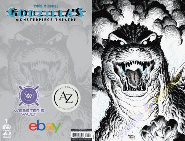 Image for Godzilla’s Monsterpiece Theatre #1 Variant Comic by Arthur Adams - Black and white cover - signed