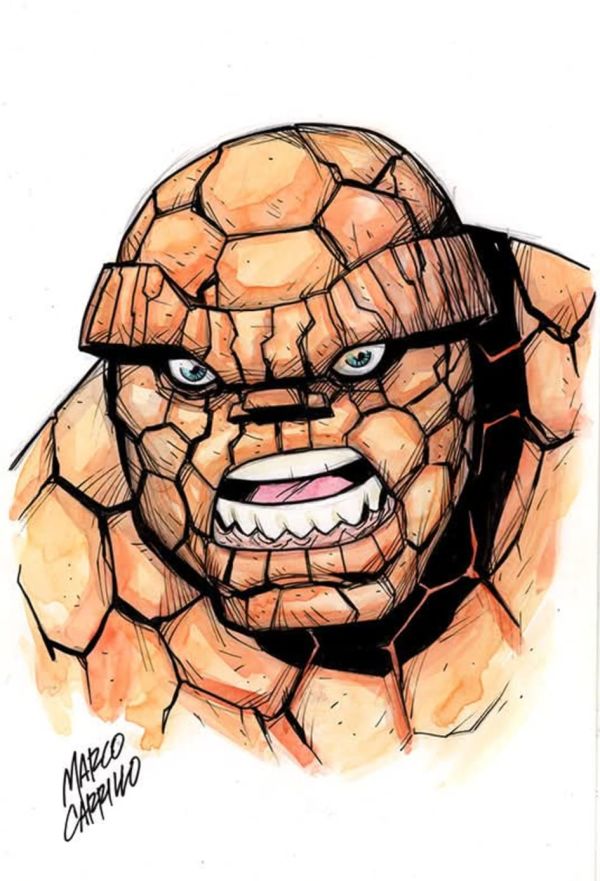 Image for The thing watercolor bust sketch 