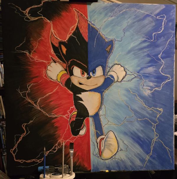 Image for "Why Do you look like me " by tony casteel shadow/sonic the hedgehog 36" x36"