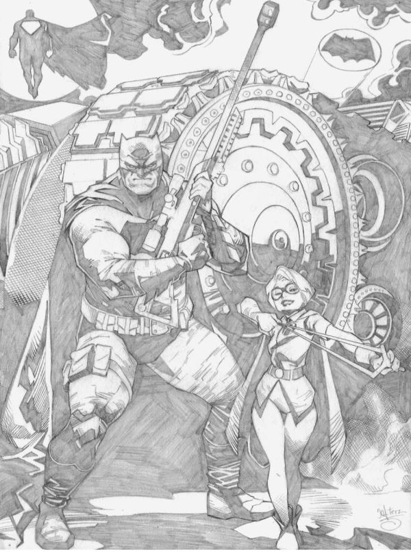 Image for commission batman and Carrie Kelley