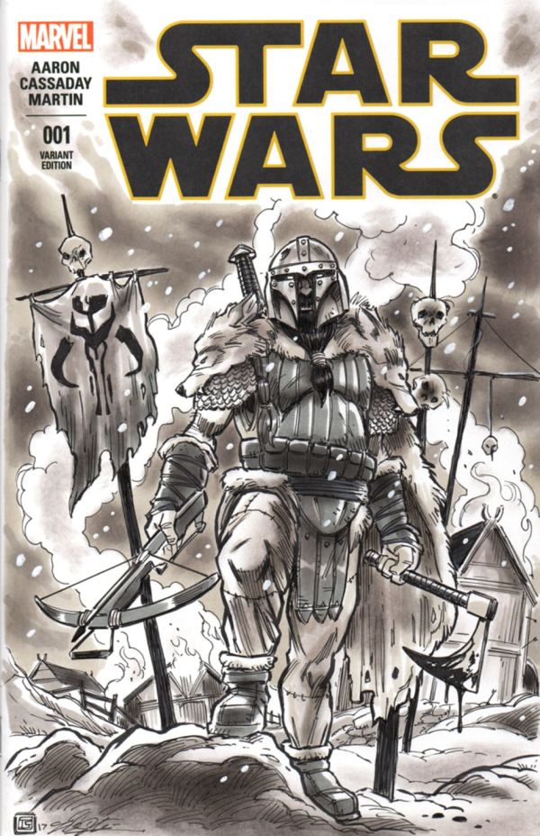 Image for Star Wars Boba Fett Viking sketch cover by Tim Shinn
