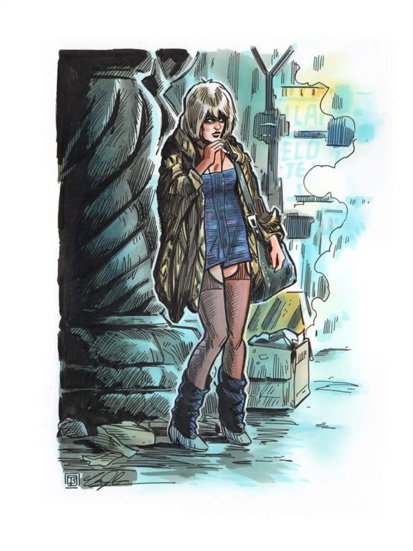 Image for Blade Runner Pris ink drawing by Tim Shinn
