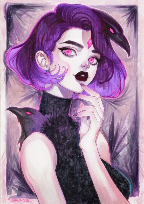 Image for Raven Portrait Art by Renato Oak 