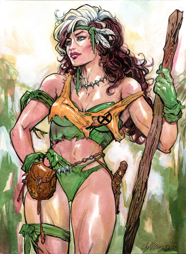 Image for ROGUE X-Men Savage Land original color Sketch by Ryan Kelly! 9 X 12 inches 