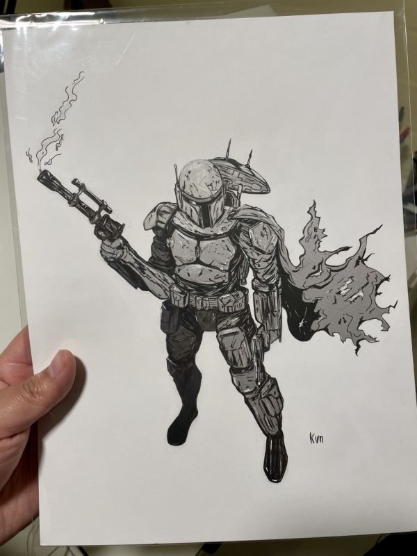Image for The Mandalorian – Ink & Screentone Sketch (9x12”)